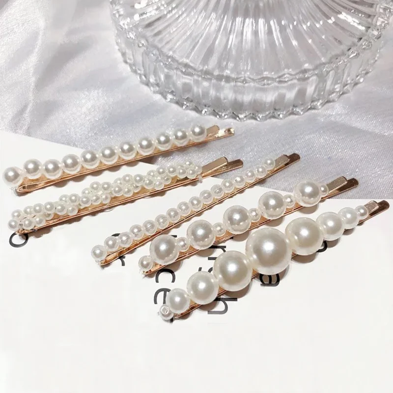 

5pcs/lot Fashion Imitation Pearl Hairpin Big Small Beads Hair Clips for women Simple Hair Jewelry Simple Barrettes Wholesale