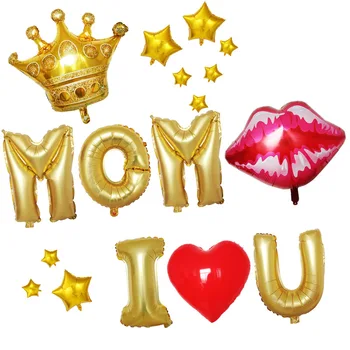 

mother Father I love you set for Father mothers day party decoration 32 inch gold letter balloons Best Mom Ever foil balloons