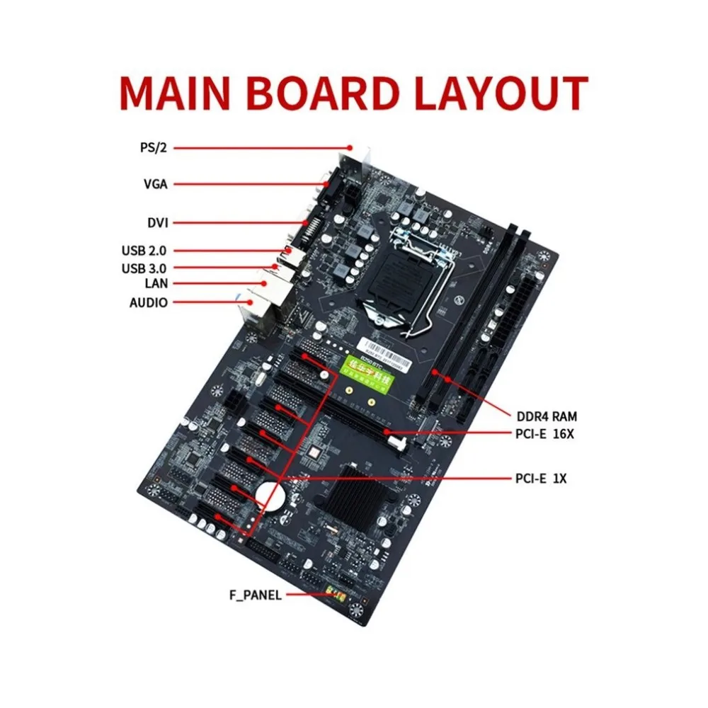 B250 BTC 6PCI E Desktop Computer Motherboard With 7 Card Board PCIE 1X to 16x PCI
