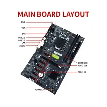 B250 BTC 6PCI-E Desktop Computer Motherboard With 7 Card Board PCIE 1X to 16x PCI-E Slots Mainboard Support GTX1050TI 1060TI