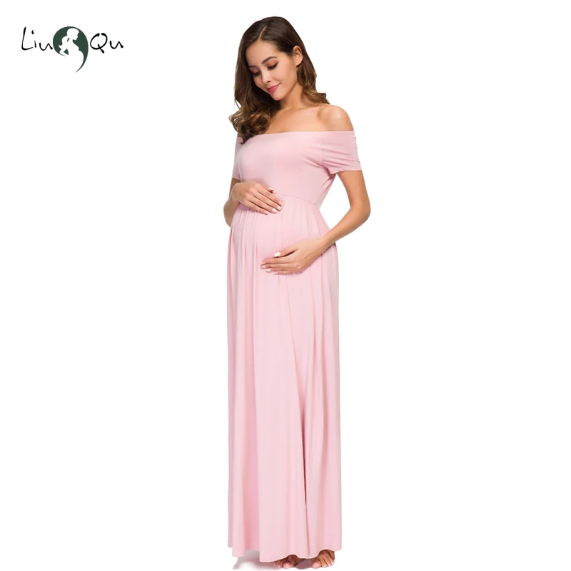 

Off Shoulder Long Maternity Dresses Elegant Baby Shower Photography Pregnancy Dress Mama Wrap Dresses Womens Clothing Vestido