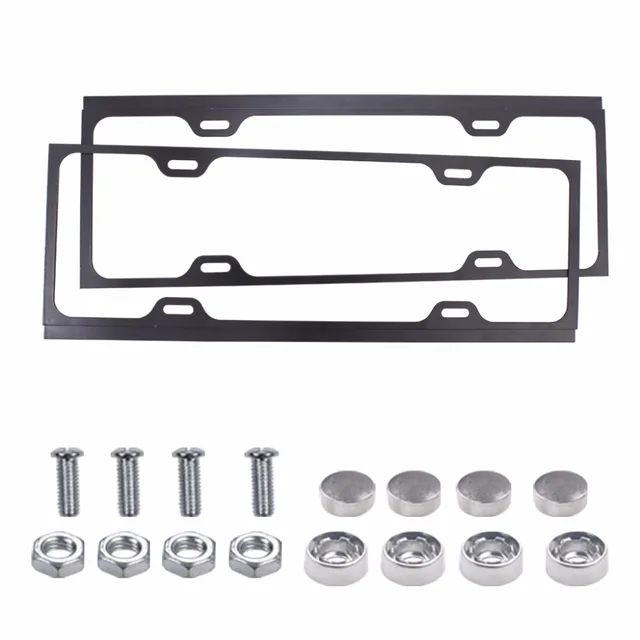 1pair Universal Stainless Steel Metal License Plate Frame Holder 1pair Universal Stainless Steel Metal License Plate Frame Holder Cover Kit With S For Car Auto Vehicle