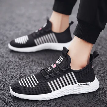 

Hot sold Summer flying woven breathable tide brand explosion models white shoes men's youth fashion mesh gauze men's shoes