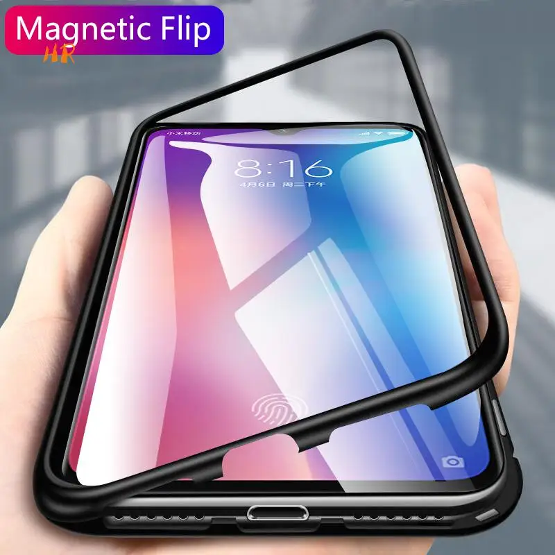 Магнитный стеклянный чехол для Xiaomi mi 9 Se 8 Lite прозрачная металлическая задняя