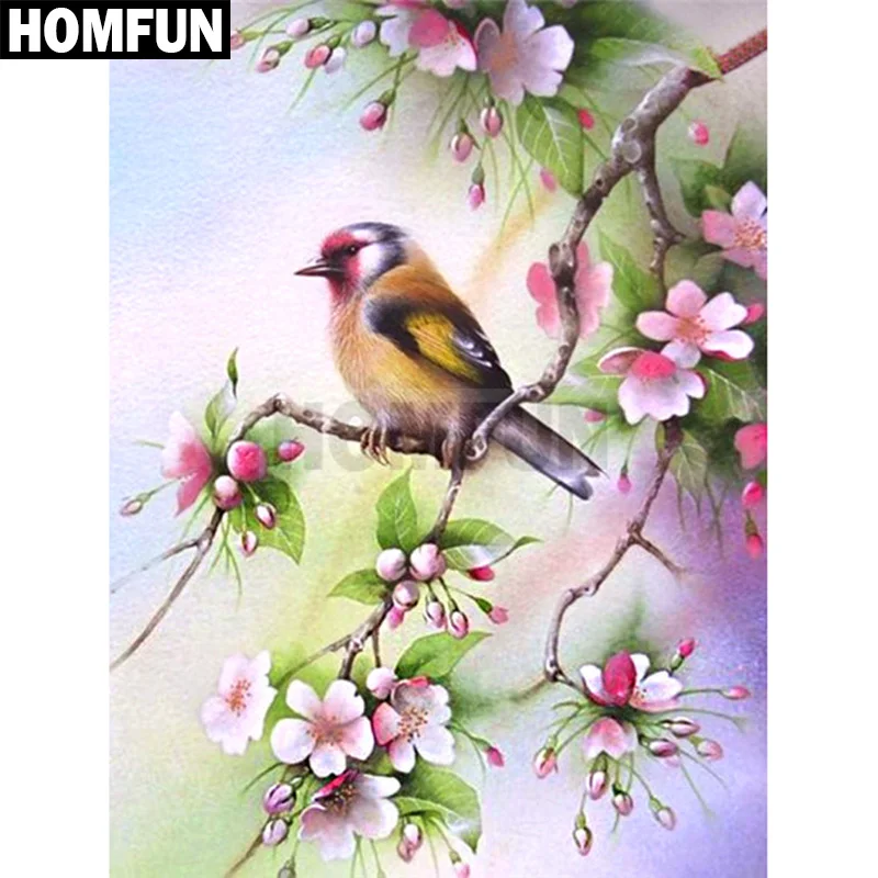 Алмазная живопись HOMFUN A00367 Весенние птицы вышивка крестиком из