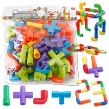 Пластиковые трубы мозаика строительный блок игрушки Детский сад головоломка игрушки DIY Красочные когнитивные цифры анаималы мраморные пробежки