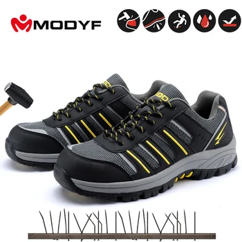 

Modyf Mens Black Safety Shoes For Men Steel Toe Outdoor Working Shoes Casual Protection Footwear