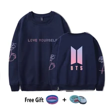 Hot Sale BTS Hoodie Kpop Love Yourself Round Neck Sweatshirt Hoodies Women Autumn Korean female streetwear Fashion Clothes