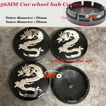 

100pcs 56mm 2.20inch Car Rims Wheel Hub Center Covers Label Modified Custom Auto Rims Stickers For Dragon logo badge emblem