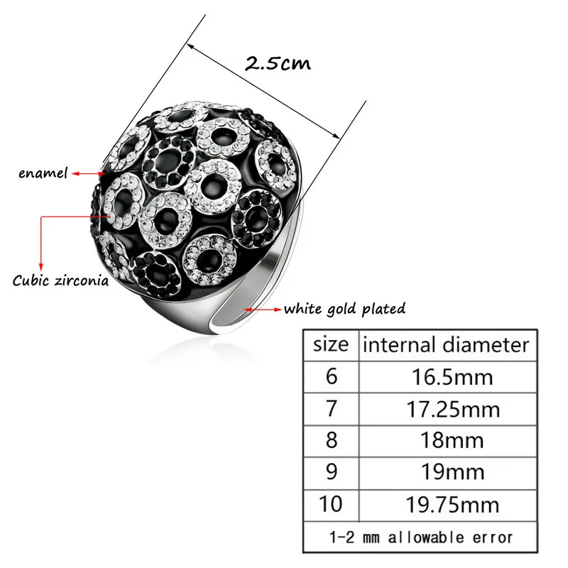 SINLEERY, уникальные винтажные круглые черные эмалированные большие кольца, маленькие круги, кубический цирконий, кольца для женщин, ювелирные изделия JZ169 SSB