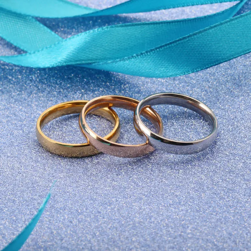 4mm Simple Smooth Stainless Steel Silver Ring Engagement Ring Couple Rings Fashion Jewelry Womens Accessories Anillos Mujer