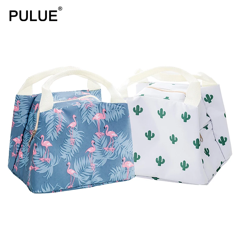 

Fashion Flamingo Cactus Lunch Bags Waterproof Tote Thermal Lunch Box Bag Portable Insulated Cooler Food Storage Bags Bento Pouch