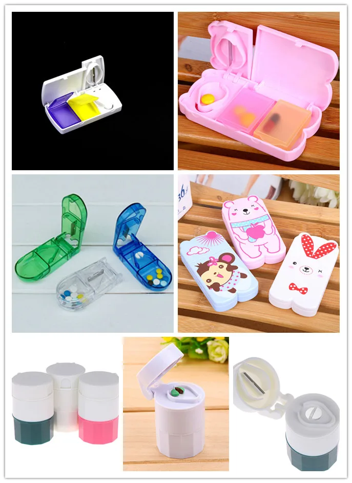 1PC Portable Medicine Box Dispenser Capsule Holder Hold Storage Box Pill Tablet Pill Cutter Divider Multi Style