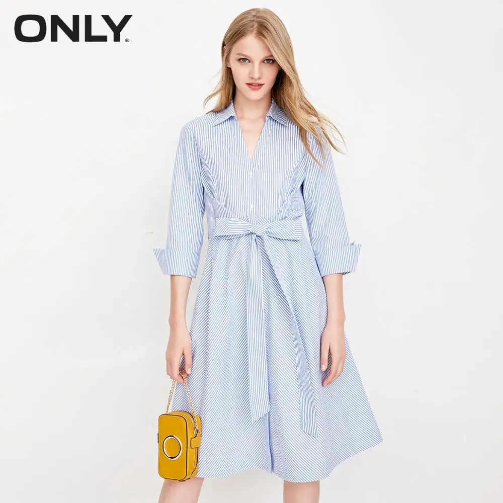 

ONLY V Neckline Lace-up Cinched Waist Slim Fit Dress |118207596