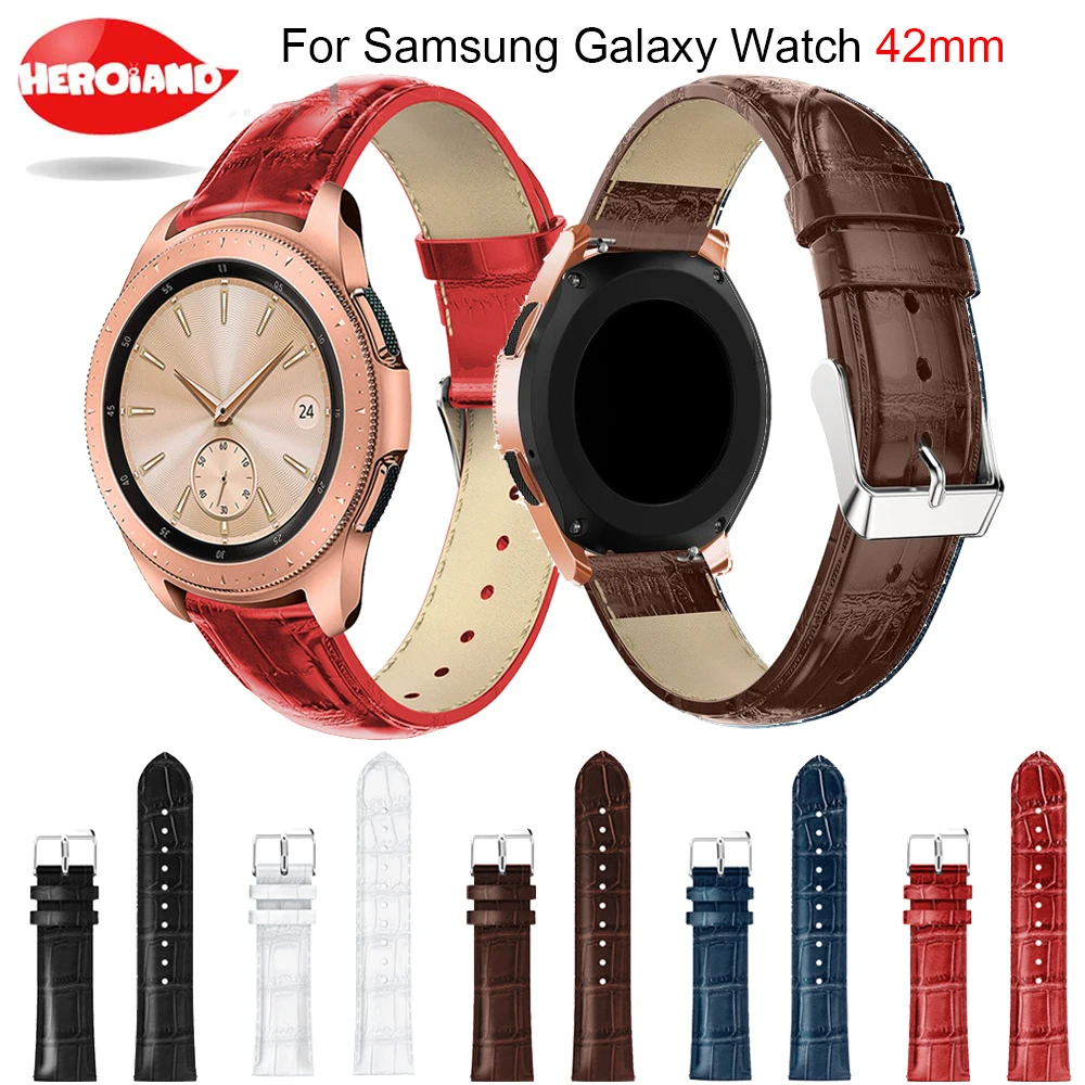 Новый кожаный ремешок для часов с крокодиловым узором 20 мм Samsung Galaxy Watch 42 сменный
