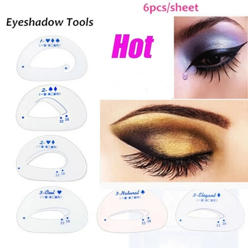 

6pcs Eyeshadow Model Eyeliner Grooming Shaping Assistant Template Stencil Card