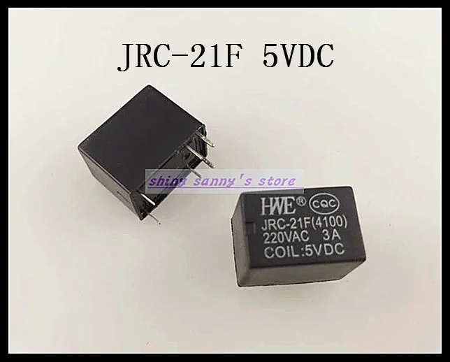 100Pieces/Lot JRC 21F 4100 5V DC 6 Pins Miniature PCB Relay Brand New ...