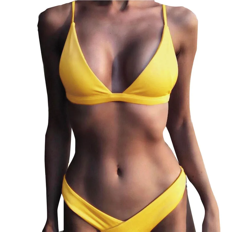 One-piece solid color swimsuit sexy split ladies Set Push-Up Padded Bra Beach Sexy fashion Beachwear 40ja25 | Женская одежда