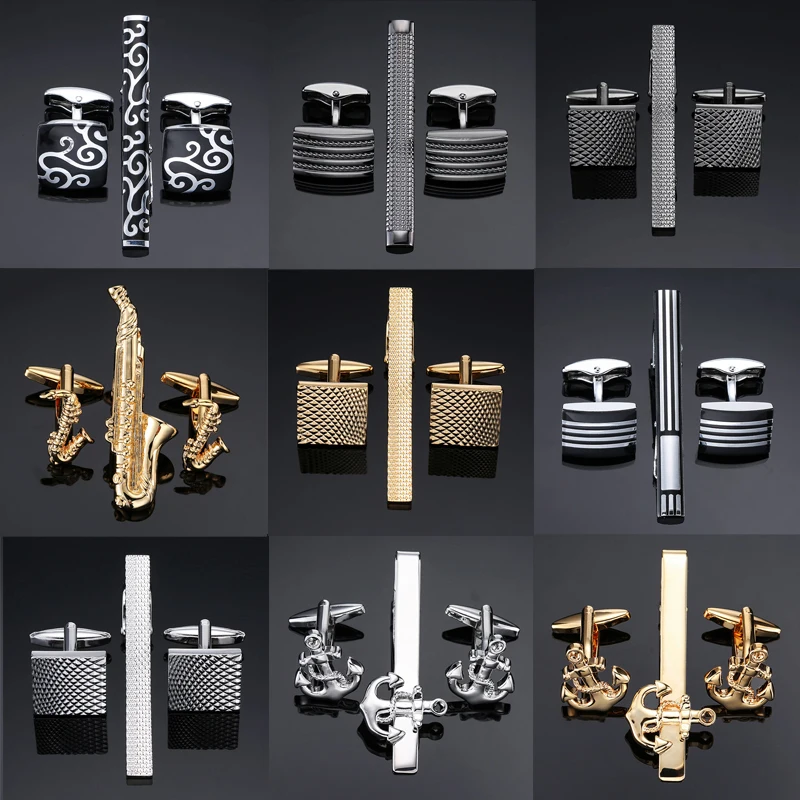 High Quality Cuff links necktie clip for tie pin for men's gift Classic