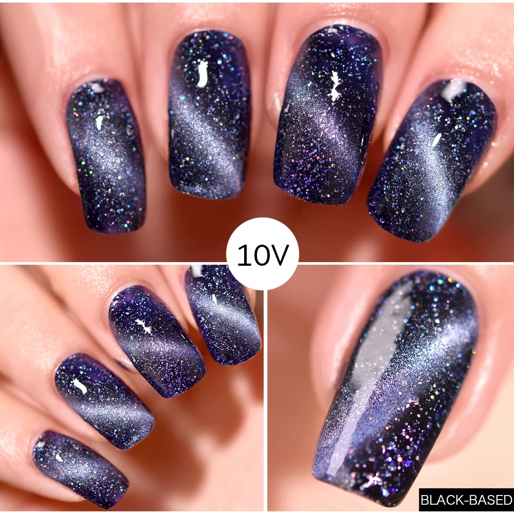 Rolabling Starry Cat Eye Nail Gel Polish Shining Color Soak Off UV 6ML Long Lasting 3D Magnet Cat Eye Nail Art Lacquer Gel