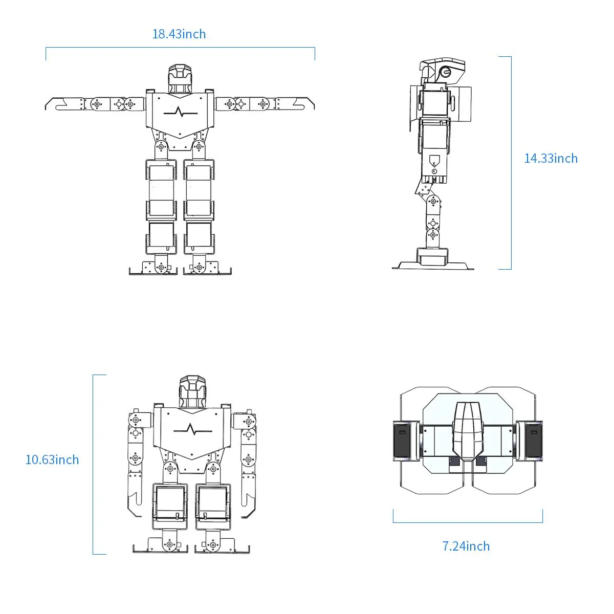 LewanSoul H3S 16DOF Biped человекоподобный робот комплект с бесплатным приложением MP3 модуль подробное видео учебник поддержка Sing Dance (собранный)