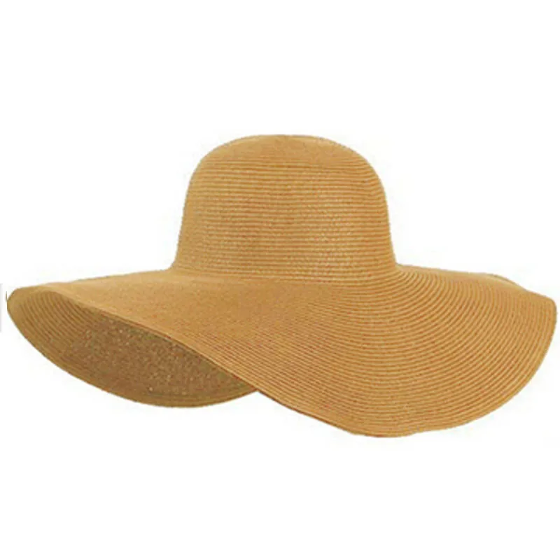 Summer Modis Solid Women's Wide Large Brim Floppy Beach Hat Sun Straw Hat Chapeau Femme Ete Czapka Z Daszkiem Hats For Women BL