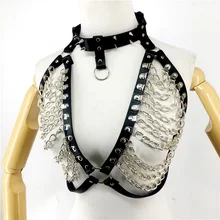 Жгут БДСМ фетиш Бандаж Бюстгальтер меч пояс свитер на ремни для тела женские кожаные ремни Harajuku Rave черный бюстгальтер с ремнями