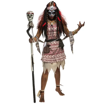

Halloween Mysterious Adult Women Voodoo Witch Costume Bring Powerful Magic Terrify The Masses Cosplay Clothing