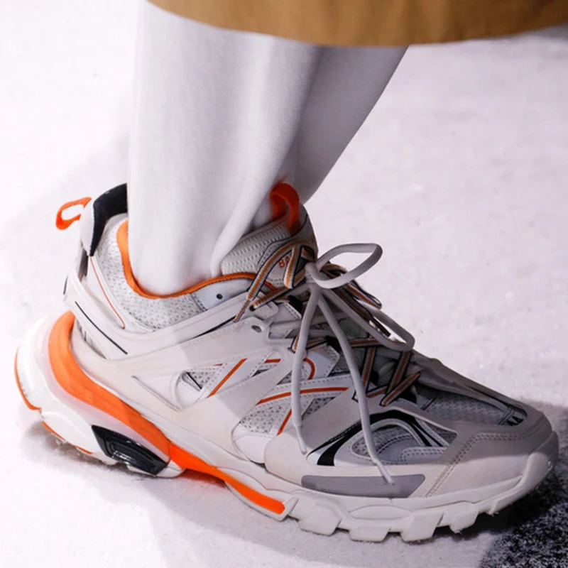 

Mixed Color Platform Men Sneakers Triple S Travel Shoes Man Lace Up Creepers Clear Rubber Sole Runway Tenis Feminino Trainers