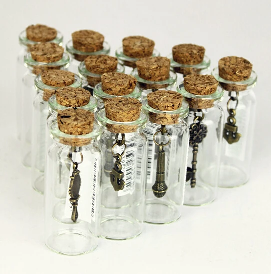 

42PCS/LOT Cute Mini Clear Cork Stopper Glass Bottles Vials Jars Containers Small Wishing Bottle