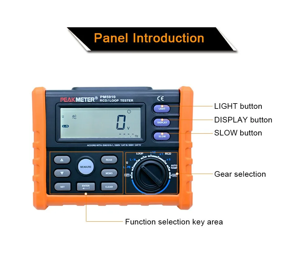 PEAKMETER PM5910 цифровой измеритель сопротивления RCD сопротивления петли Тесты er мультиметр время поездки ток/время Тесты с USB Интерфейс