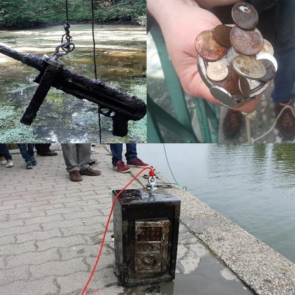 300KG strong powerful round Double Side Neodymium Metal Magnet Detector Fishing Kit with ring