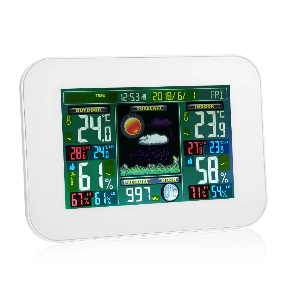 Large LCD Display Digital Color Forecast Weather Station Clock With