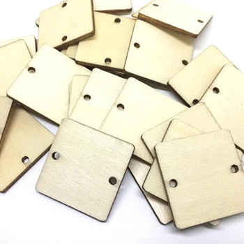 

free shipping 50 pcs 50mm Wood Blanks with 2 hole wooden plaque