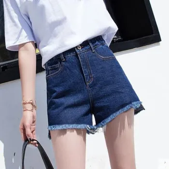 

Jeans Xia 2019 New Loose Outside Wear Korean Chao A Character Show Slim, Broad Legs, High Waist Hot Pants
