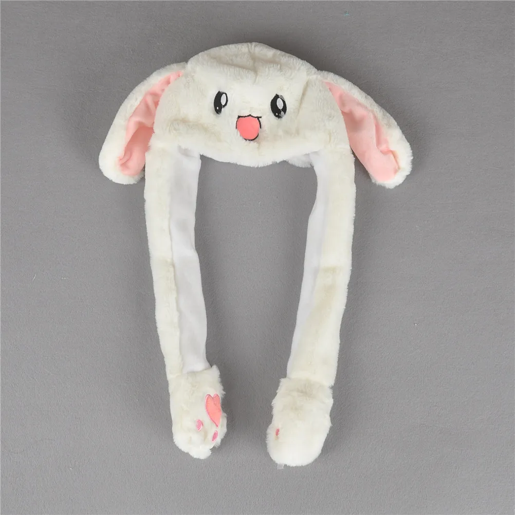 Rabbit Animal Hat Plush Moving Ear Rabbit Hat Toys Funny Pinching Ear