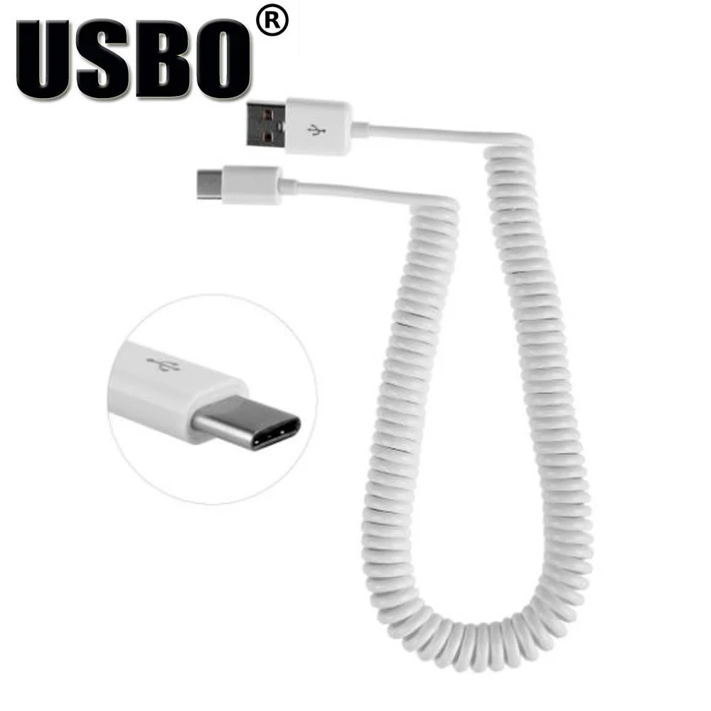 

Black white 1.0M 3.0M USB3.1 Type C Spring retractable line high speed USB Type-C male to male USB 2.0 transfer date cable