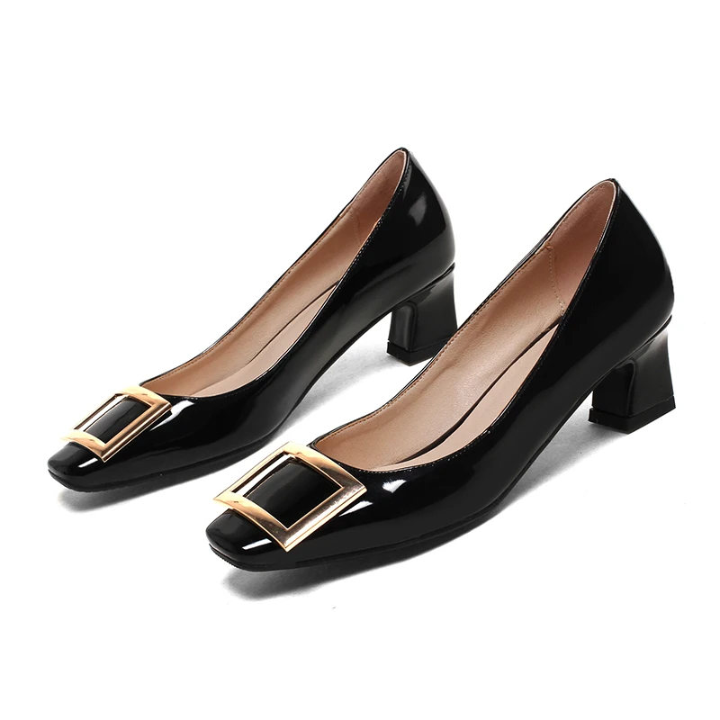 Sianie Tianie/женские офисные туфли из лакированной искусственной кожи на среднем каблуке; классические модные женские модельные туфли-лодочки; большие размеры 43-44