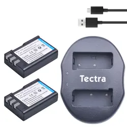 Tectra 2 шт. EN-EL9 EN-EL9a EN EL9 en el9a литий-ионный Батарея + USB двойной Зарядное устройство для Nikon D60 D40 D40X d5000 D3000 MH-23