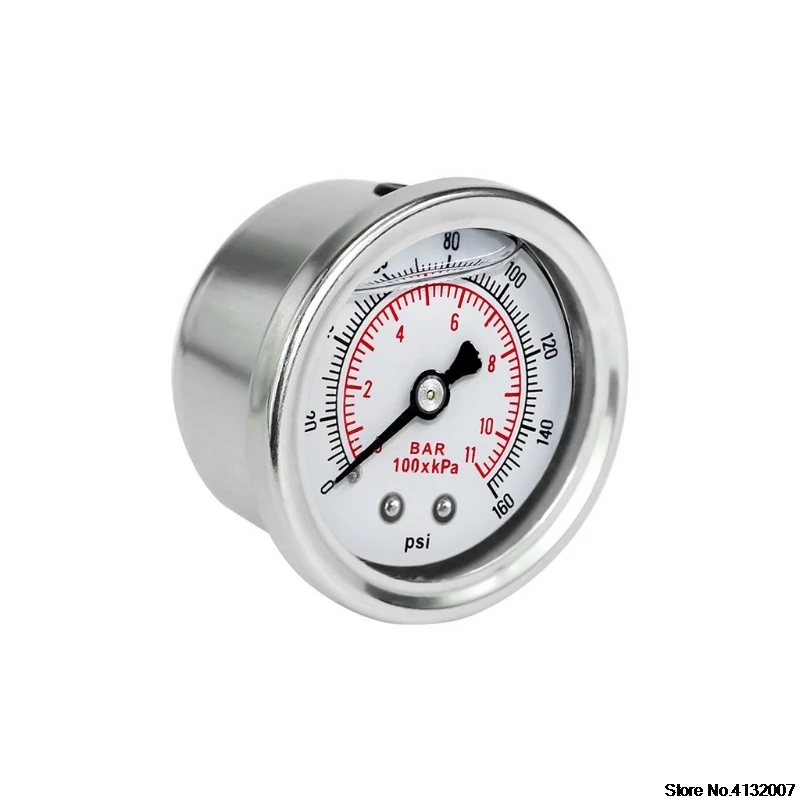 Регулятор давления топлива 0-160 фунтов на кв. дюйм/бар жидкого заполнения хромового топлива Манометр 828 продвижение