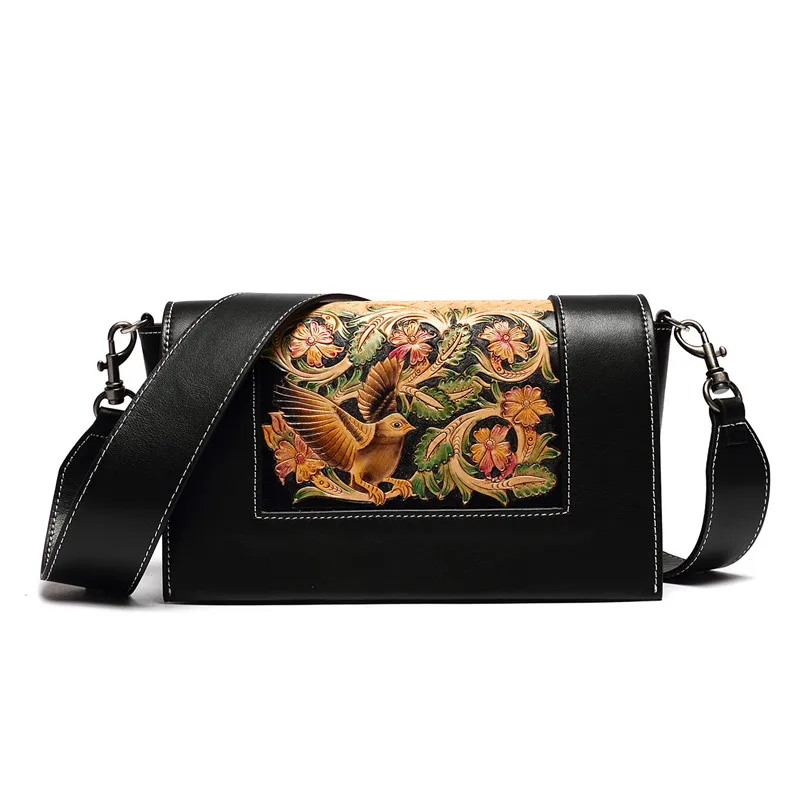 

Fashion Female Shoulder Bag Leather women handbag Vintage Flower Messenger Bag Crossbody Bags Women Handbag