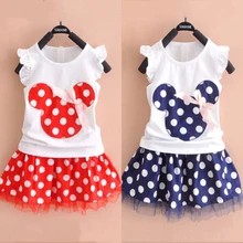 Новинка года; милая детская юбка принцессы с рисунком мышки для девочек; праздничный комплект летней одежды для малышей