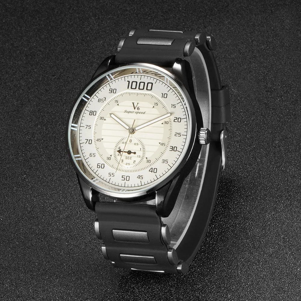 

Watches Men Watch Luxury Brand V6 Men's Sports Quartz Military Male Watch Waterproof Black White Silicone Stainless Steel Watch
