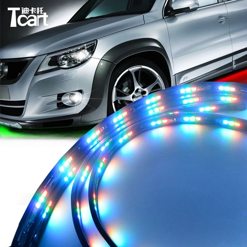 Tcart Auto Led RGB RED GREEN BLUE Light Under Car light Underglow Kit