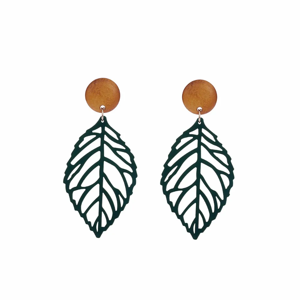 

2018 New Gold Silver Double Leave drop earrings for women leave shape alloy metal material trendy classic friend lover gifts