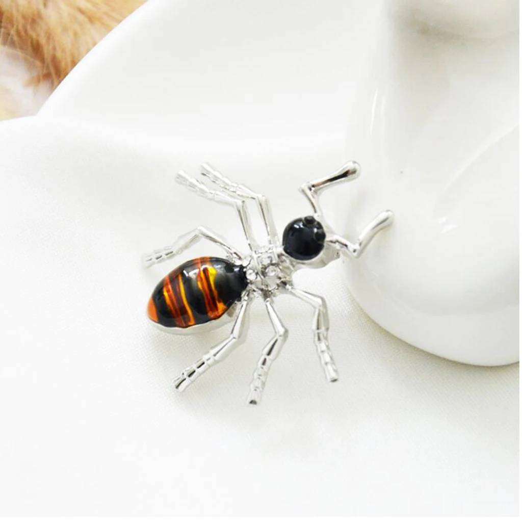 Chic Alloy Enamel Rhinestone Ant Insect Brooch Pin Costume Jewelry Accessory