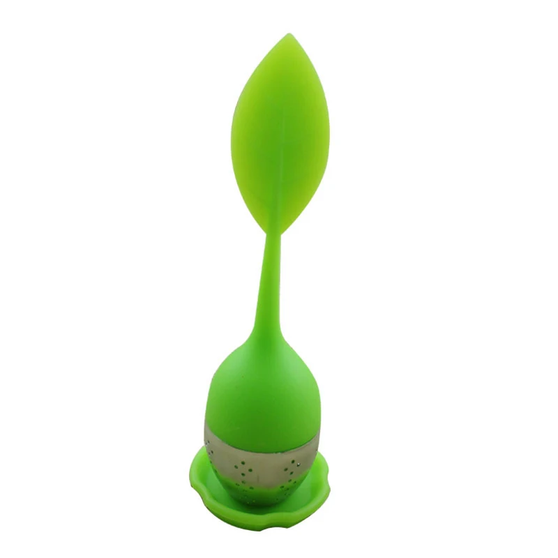 

YIBO Loose Leaf Tea Infuser Leaf Shape Silicone Handle Fennel Tea Herbal Tea Infuser Stainless Steel Strainer for Tea Pot