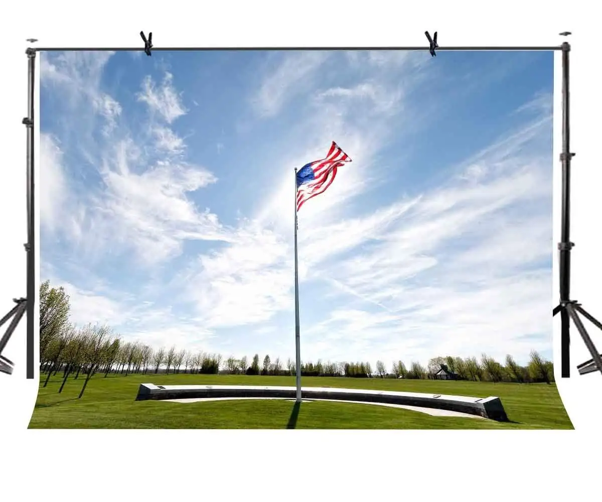 

150x220cm American Flag Backdrop Sky Meadow American Flag Remembrance Day Photography BackgroundPhoto Screen