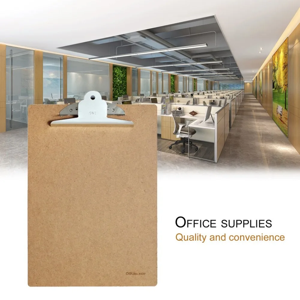 

Deli 9227 A4 Wood Clipboard Portable Writing Board Clip Board Office School Meeting Accessories With Metal Clip