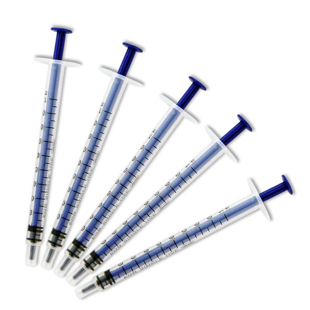 

100% NEW 5X 1ml Plastic Disposable Injector Syringe For Refilling Measuring Nutrient Not Include Needles Feeding Accessories